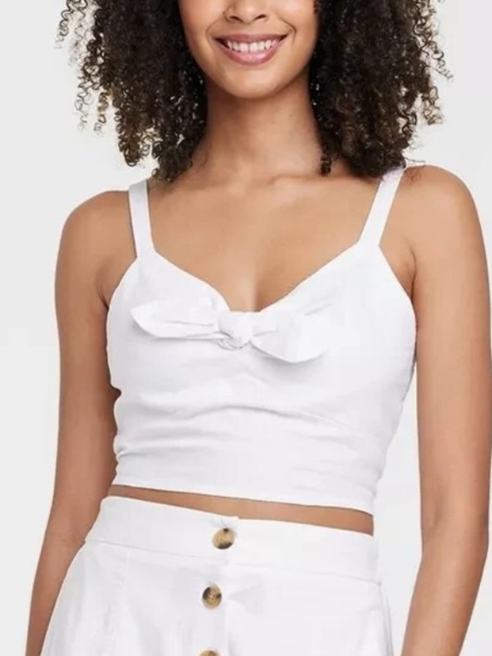 Universal Thread White Bow-Front Crop Camisole